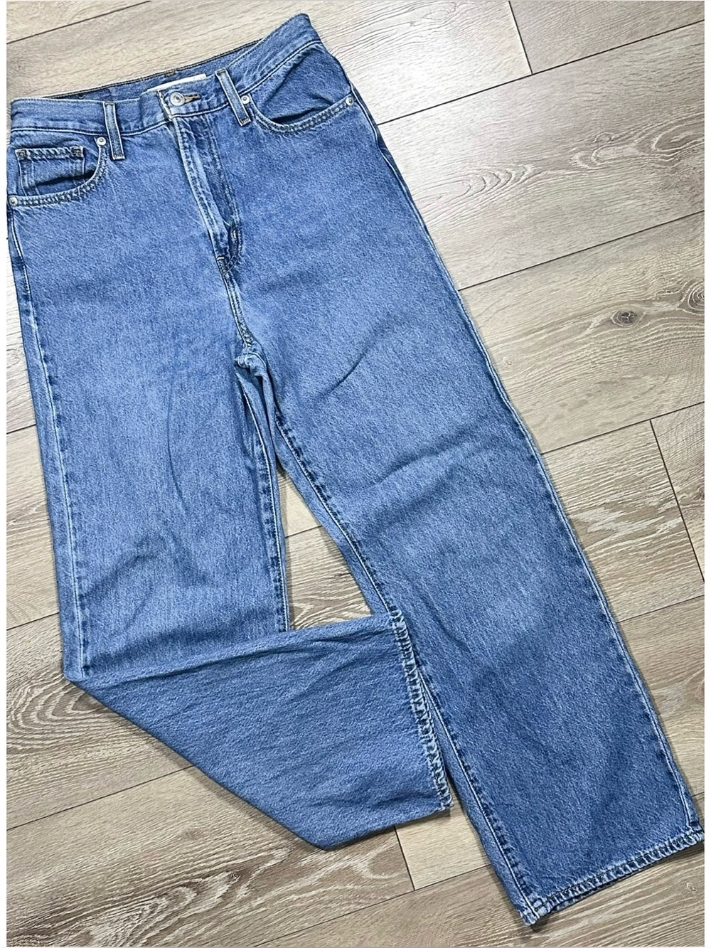 Levi’s High Waisted Straight Leg Jeans Medium Wash Cotton & Hemp Blend - Picture 2 of 15